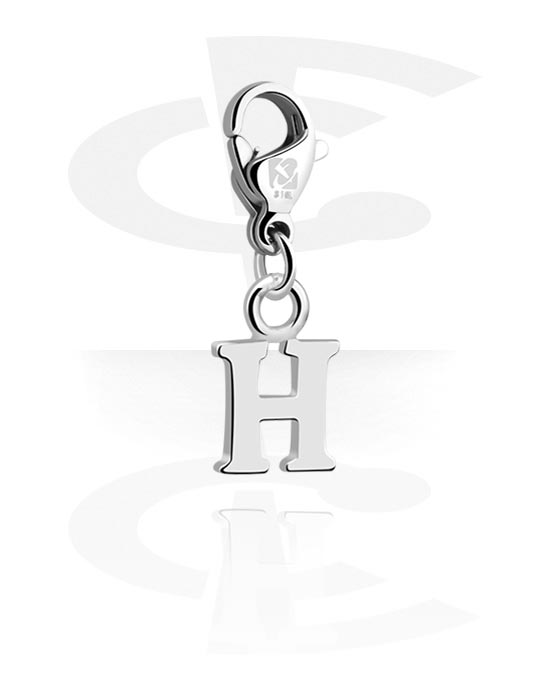 Charms, Charm for Charm Bracelet with letter H, Plated Brass
