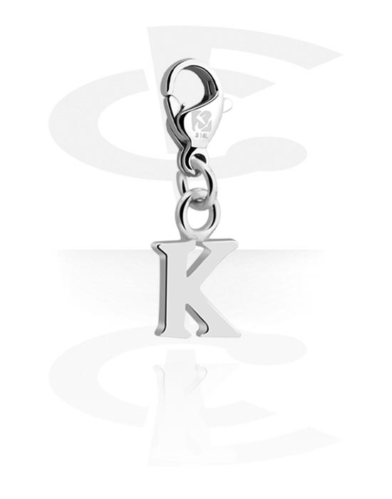 Charms, Charm for Charm Bracelet with letter K, Plated Brass