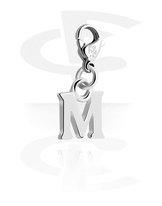 Charms, Charm for Charm Bracelet with letter M, Plated Brass