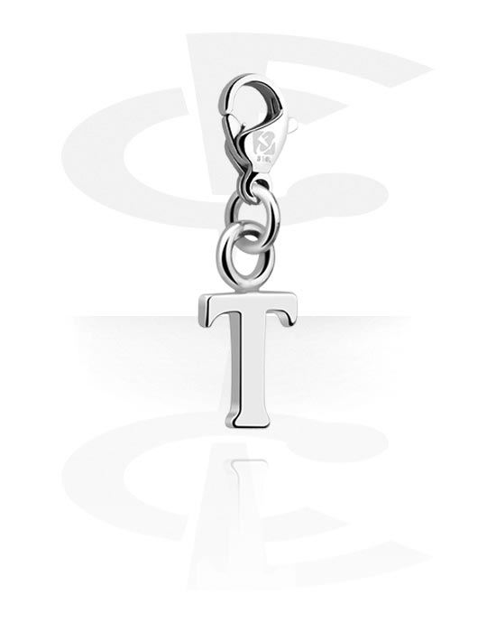 Charms, Charm for Charm Bracelet with letter T, Plated Brass