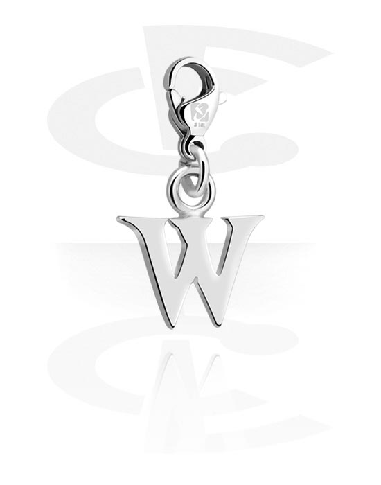 Charms, Charm for Charm Bracelet with letter W, Plated Brass