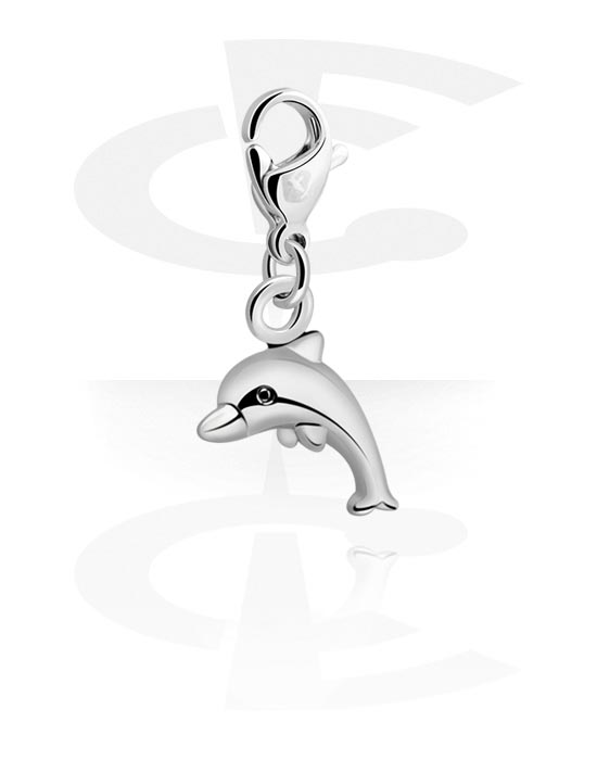 Pulseras y colgantes, Colgante para pulseras con diseño delfín, Latón plateado