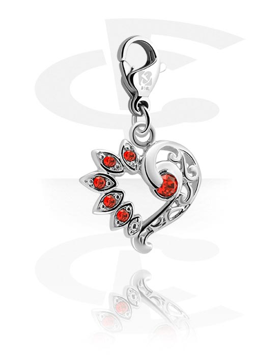 Pulseras y colgantes, Colgante para pulseras con diseño de corazón y piedra de cristal en varios colores, Latón plateado
