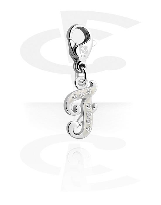 Charms, Charm for Charm Bracelet with letter F and crystal stones
