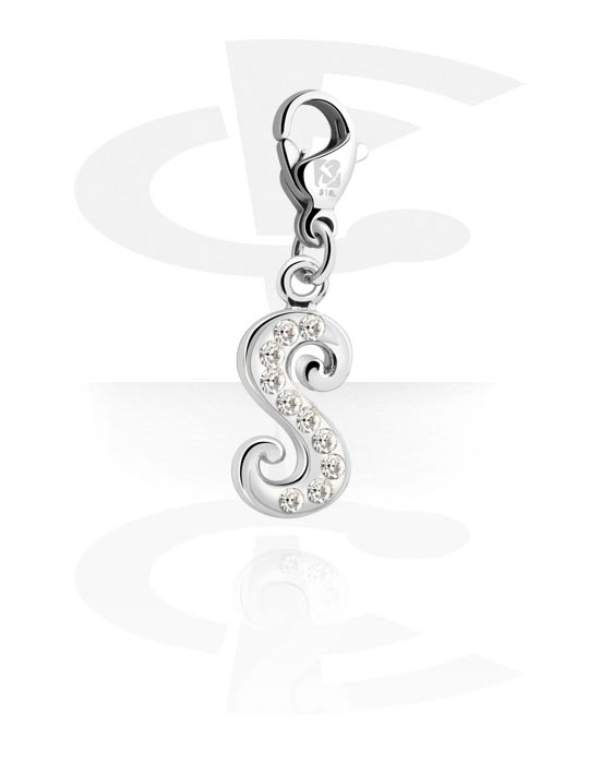 Charms, Charm for Charm Bracelet with letter S and crystal stones