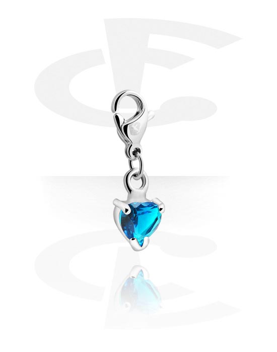 Charms, Charm for Charm Bracelet with heart design and crystal stone in various colors, Plated Brass ,  Surgical Steel 316L