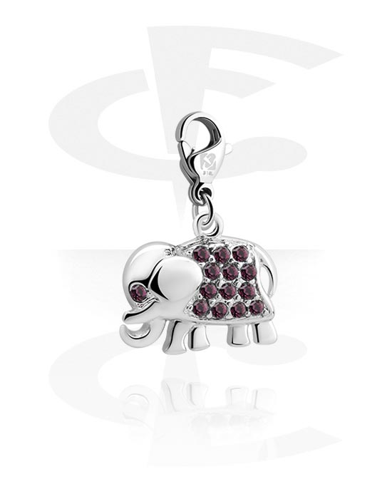 Armbånd med amuletter, Charm for charm-armbånd med elefantdesign og krystallstein i forskjellige farger, Belagt messing