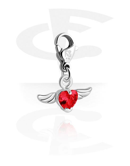 Charms, Charm for Charm Bracelet with heart design and crystal stone in various colors, Plated Brass