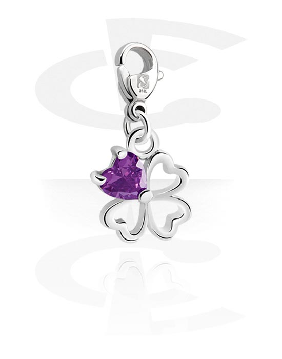 Charms, Charm for Charm Bracelet with flower design and crystal stone in various colours, Plated Brass ,  Surgical Steel 316L