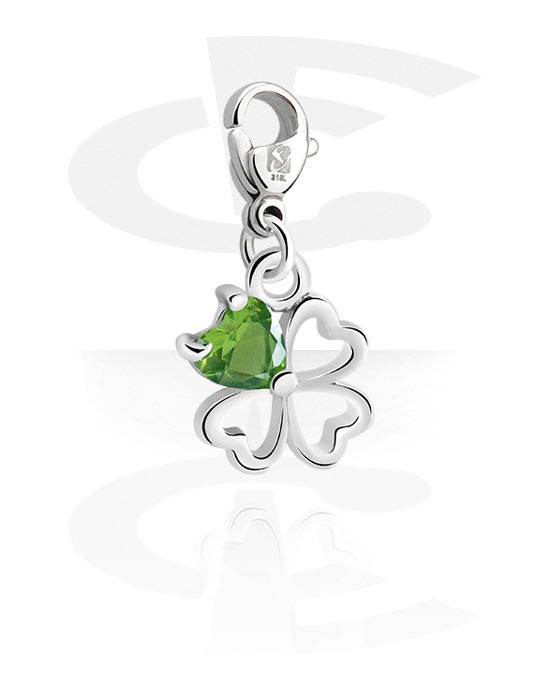 Charms, Charm for Charm Bracelet with flower design and crystal stone in various colors, Plated Brass ,  Surgical Steel 316L
