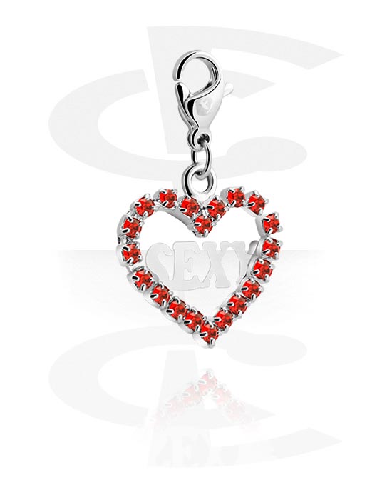 Porte-charms, Pendentif pour bracelets à pendentifs avec motif coeur et pierres en cristal, Laiton plaqué
