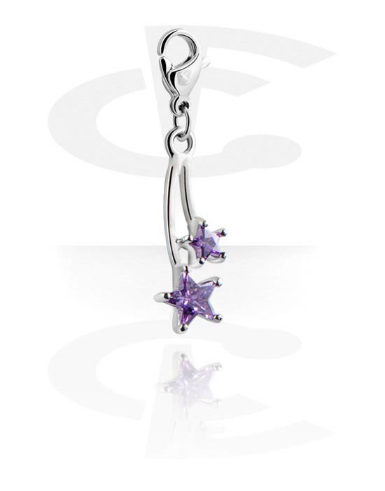 Charms, Charm for Charm Bracelet with star design and crystal stones, Plated Brass