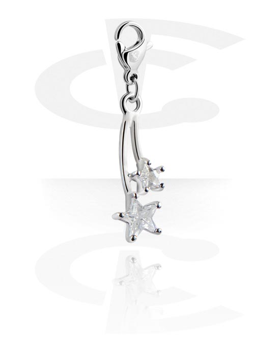 Porte-charms, Pendentif pour bracelets à pendentifs avec motif étoile et pierres en cristal, Laiton plaqué