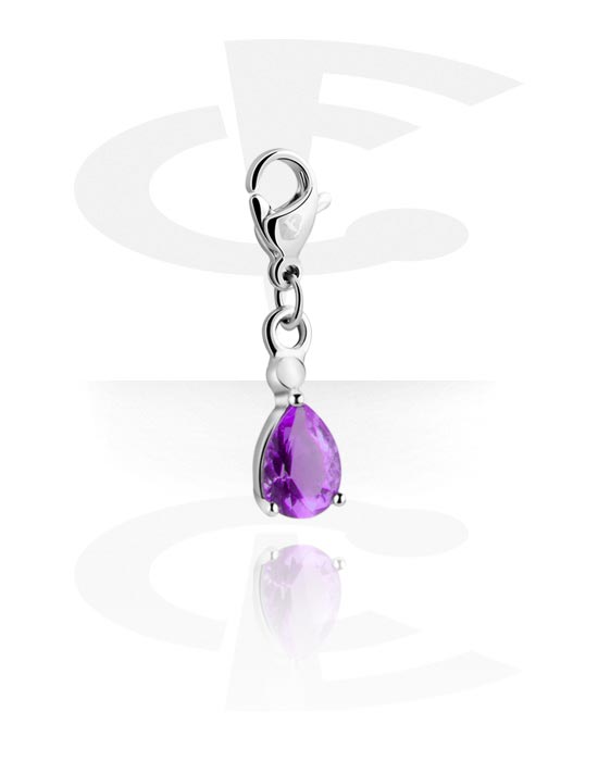 Charms, Charm for Charm Bracelet with crystal stone in various colors, Plated Brass