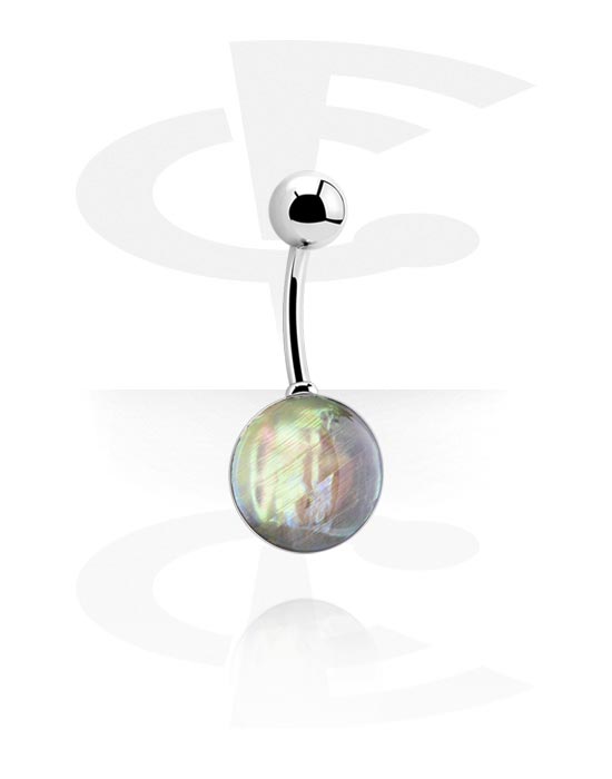 Bananer, Belly button ring (surgical steel, silver, shiny finish) med mother of pearl inlay in various patterns, Kirurgiskt stål 316L