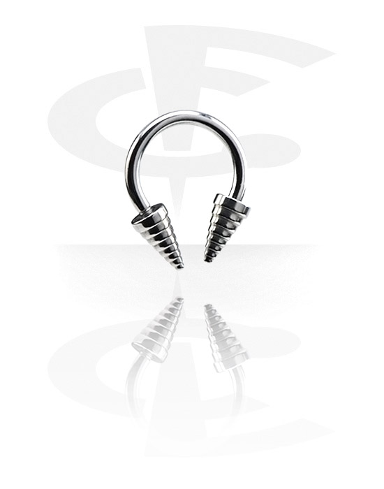 Kruhové činky, Circular Barbell with Ribbed Cones, Surgical Steel 316L