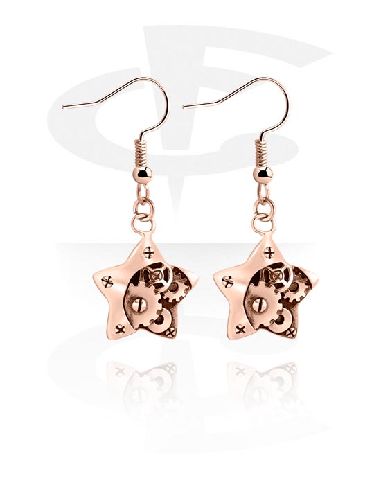 Earrings, Studs & Shields, Earrings with star design, Rose Gold Plated Surgical Steel 316L, Plated Brass