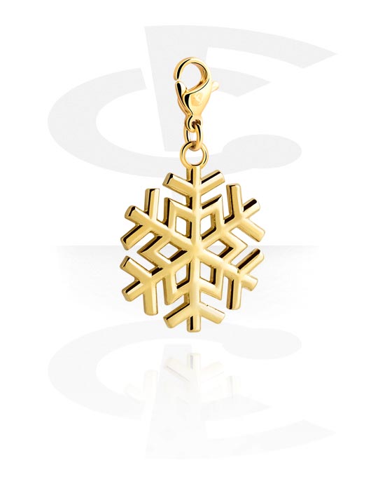 Porte-charms, Pendentif pour bracelets à pendentifs avec motif flocon de neige, Acier chirugical 316L ,  Plaqué or
