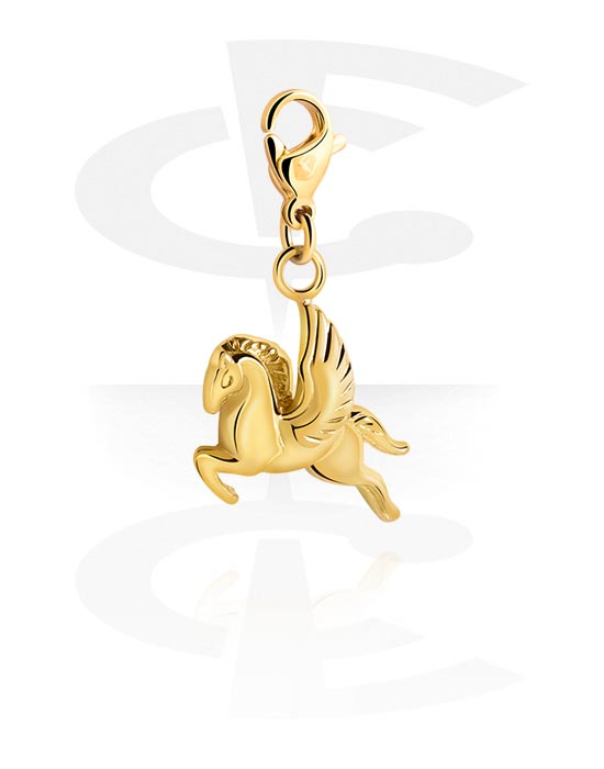 Porte-charms, Pendentif pour bracelets à pendentifs avec motif cheval, Acier chirugical 316L ,  Plaqué or