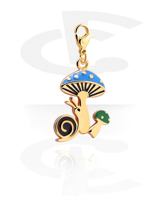 Charms, Charm with Snail Design, Gold Plated Surgical Steel 316L, Gold Plated Brass