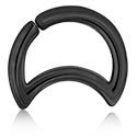 Anneaux, Moon shaped continuous ring (surgical steel, black, shiny finish), Laiton plaqué