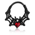 Pírsingové krúžky, Pírsingový clicker (chirurgická oceľ, čierna, lesklý povrch) s Motív pavúk a kryštálové kamene, Chirurgická oceľ 316L ,  Pokovaná mosadz