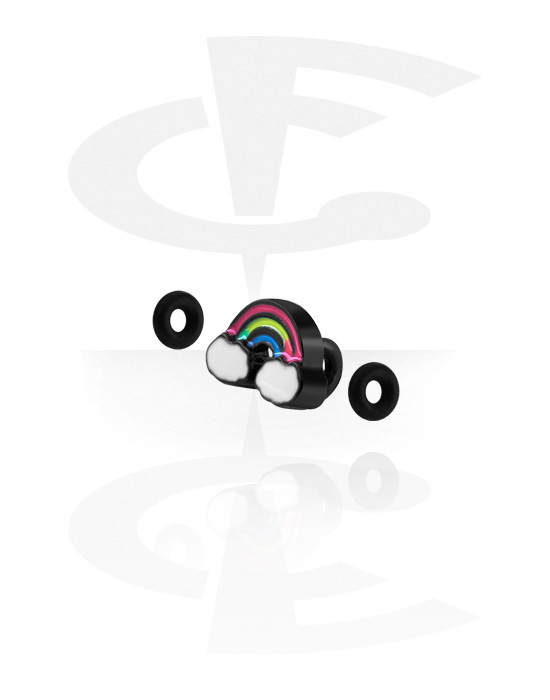 Balls, Pins & More, Attachment for Industrial Barbell with rainbow design, Plated Brass