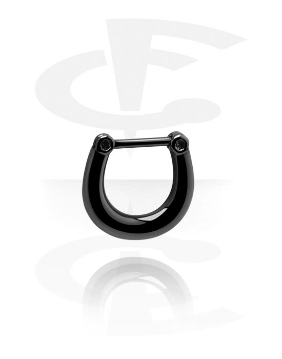 Nose Jewellery & Septums, Septum clicker (surgical steel, black, shiny finish), Black Surgical Steel 316L, Surgical Steel 316L