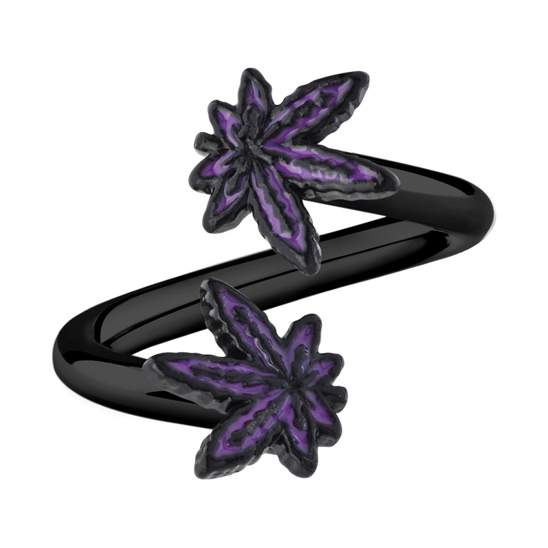 Spirale avec feuille de canabis Acier chirurgical 316L / Laiton plaqué Spirales