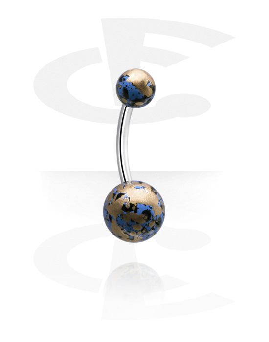 Ívelt barbellek, Belly button ring (surgical steel, silver, shiny finish) val vel acrylic balls, Sebészeti acél, 316L, Akril