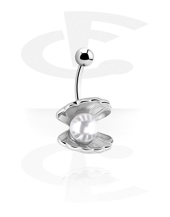 Curved Barbells, Fashion Banana with Pearl Design, Surgical Steel 316L