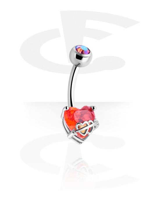 Curved Barbells, Fashion Banana with heart design, Surgical Steel 316L