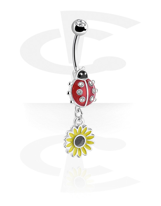 Piercing Ombligo Acero Quirúrgico Con CZ, Diseño Mariposa Corazón Girasol, Pack De 5 Unidades