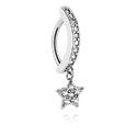 Curved Barbells, Belly Clicker with star charm and crystal stones, Surgical Steel 316L ,  Plated Brass