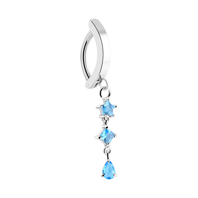 Clicker pour le nombril (acier chirurgical, argent, finition brillante) avec pendentif et pierres en cristal Acier chirurgical 316L / Laiton plaqué Bananes