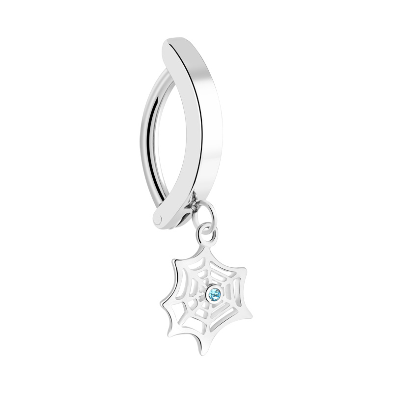 Clicker pour le nombril (acier chirurgical, argent, finition brillante) avec motif toile d'araignée et pierres en cristal Acier chirurgical 316L / Laiton plaqué Bananes