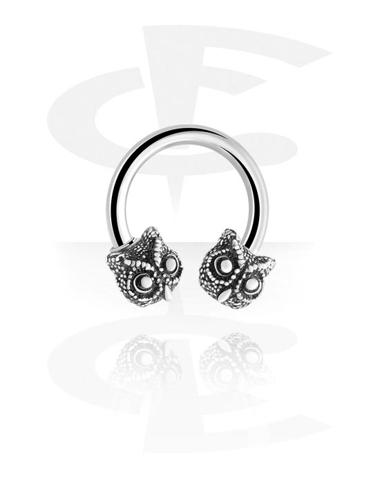 Circular Barbells, Circular Barbell with owl design, Surgical Steel 316L ,  Plated Brass