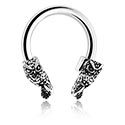 Circular Barbells, Circular Barbell with owl design, Surgical Steel 316L, Plated Brass