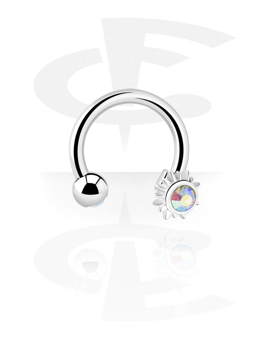 Circular Barbells, Circular Barbell with crystal stone, Surgical Steel 316L, Plated Brass