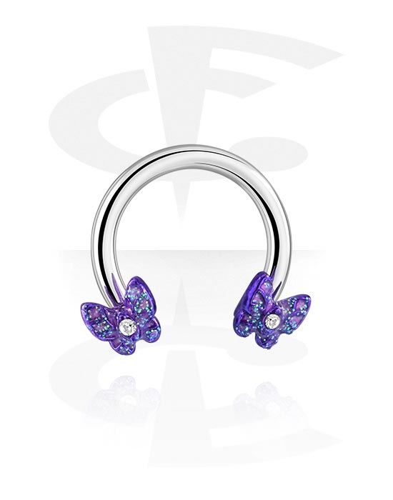 Circular Barbells, Circular Barbell with butterfly design, Surgical Steel 316L, Plated Brass