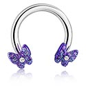 Sirkulære barbeller, Sirkulære barbeller med sommerfugldesign, Kirurgisk stål 316L, Belagt messing