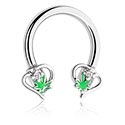 Circular Barbells, Circular Barbell with heart attachment and Marijuana leaf, Surgical Steel 316L ,  Plated Brass