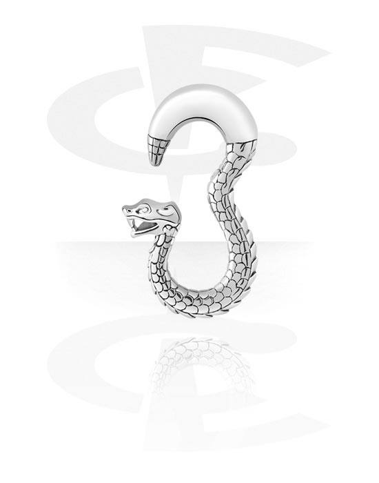 Pesos para las orejas & Hangers, Peso para la oreja (latón chapado, plateado) con diseño de serpiente, Latón plateado