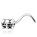 Nesestaver og -ringer, Buet nesedobb (kirurgisk stål, sølv, skinnende finish) med hodeskalledesign, Kirurgisk stål 316L, Belagt messing