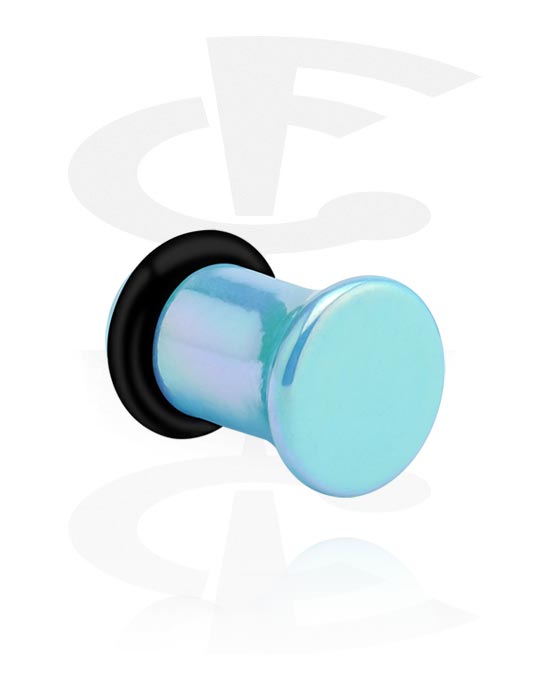 Tunneler & plugger, Enkeltformet plugg (akryl, forskjellige farger) med metallisk stil og O-ring, Akryl