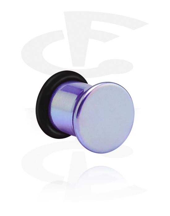 Tunnels & Plugs, Single flared plug (acrylic, various colours) with metallic look and O-ring, Acrylic