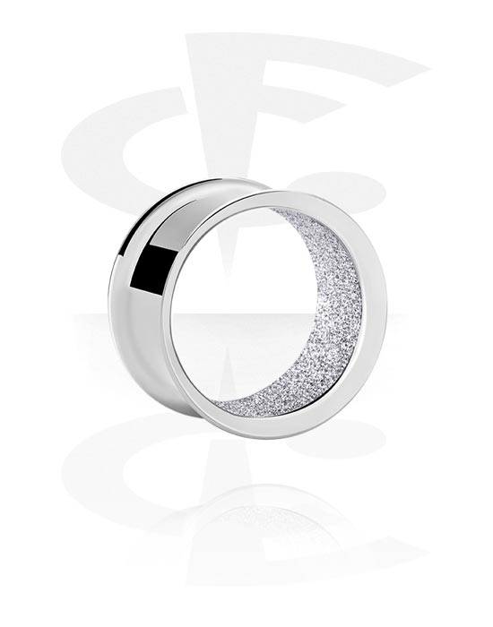 Tunnels & Plugs, Tunnel double flared (acier chirurgical, argent) avec look diamant, Acier chirurgical 316L