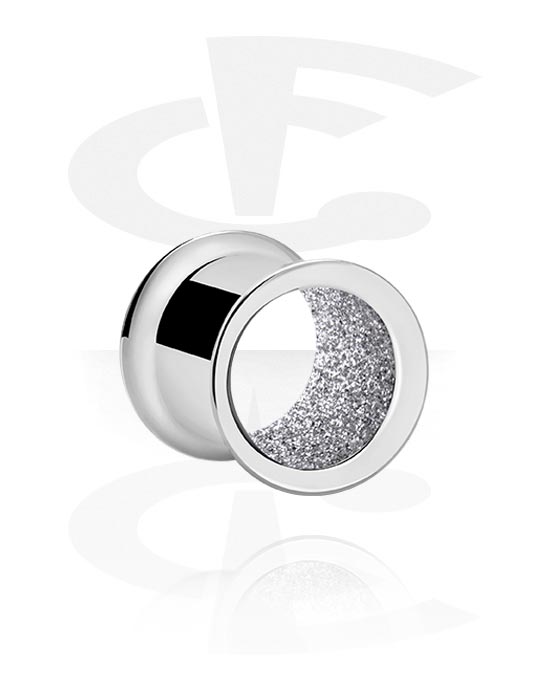 Tunnels & Plugs, Tunnel double flared (acier chirurgical, argent) avec look diamant, Acier chirurgical 316L