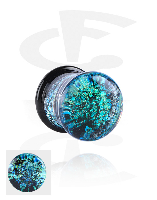 Tunnels & Plugs, Double flared plug (glass) with spiral design, Glass