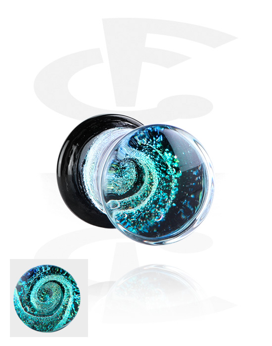 Alagutak és dugók, Double flared plug (glass) val vel swirl design, Üveg